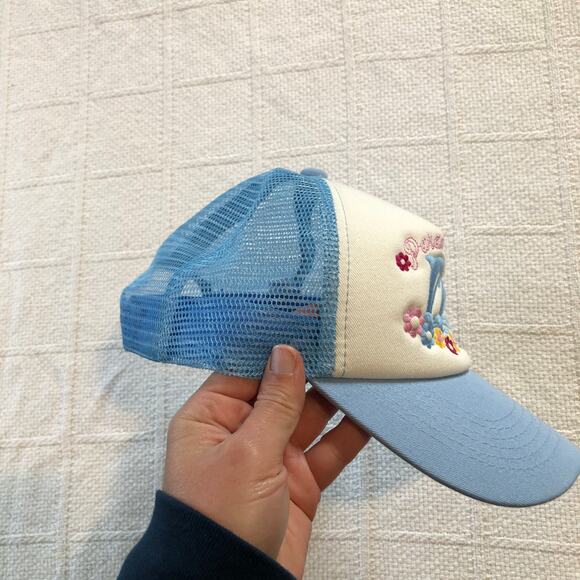 Dolphin Trucker Hat Paradise Embroidered Cap Blue White O/S Retro Kawaii Coastal - Picture 4 of 8